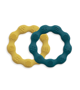 Lot de 2 anneaux de dentition en silicone - bleu/moutarde